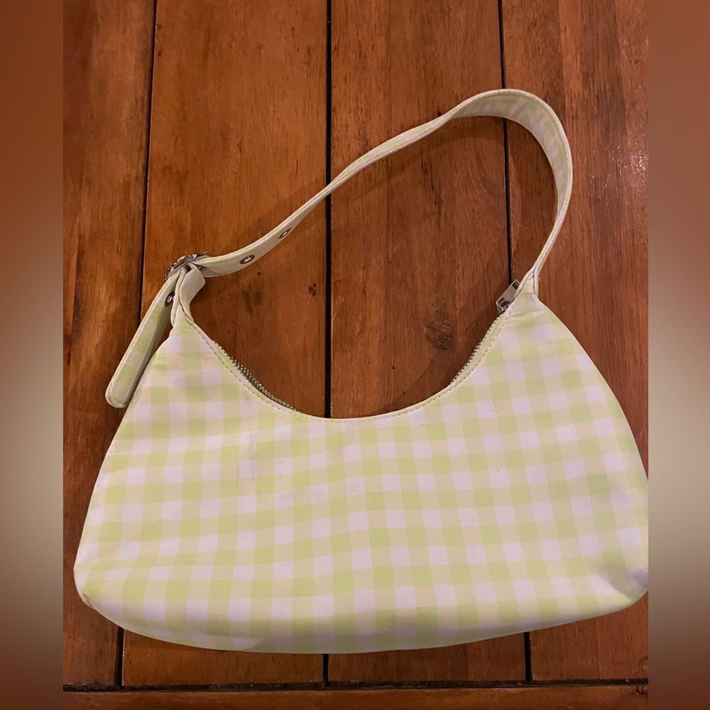 Forever 21 Women's Lime Green & White checkered Shoulder Purse Hand Bag